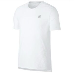 Nike White Checkered 3D Textured Dri-Fit Tennis Short Sleeve T-Shirt (S)